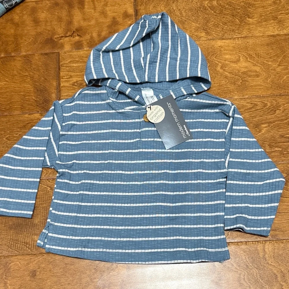 NWT Size 5T Modern Moment Blue Striped Hooded shirt